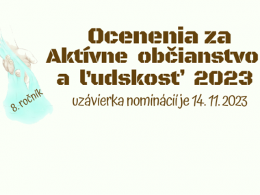 Výzva na predloženie návrhov na ocenenie za aktívne občianstvo a ľudskosť 2023 v Žilinskom kraji. 1